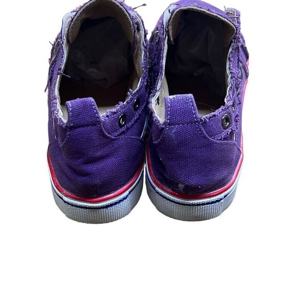 Women’s Purple Low Top Slip-On Distressed Sneakers Size 8.5 - Picture 4 of 12
